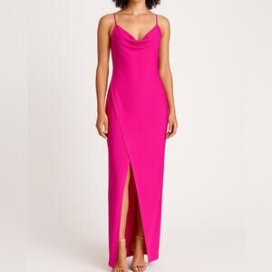 Aidan Mattox Pink Flame Cowl Neck Gown Dress NWT‎ Size 4 Formal Evening Prom